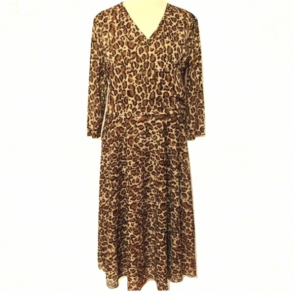 Coldwater Creek Faux Wrap Animal Print Dress- Sz. 14 - Picture 1 of 4